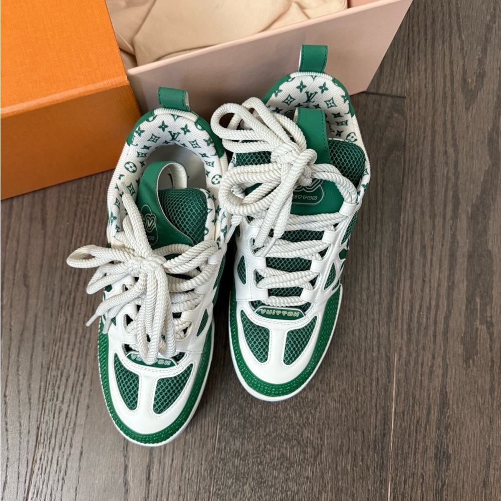 Louis Vuitton Green and White Skater Sneakers - Picture 3 of 7